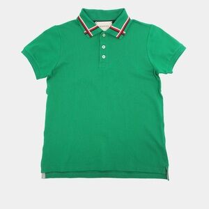 💚❤️Gucci Green Kids Polo with Red & White Stripe Collar